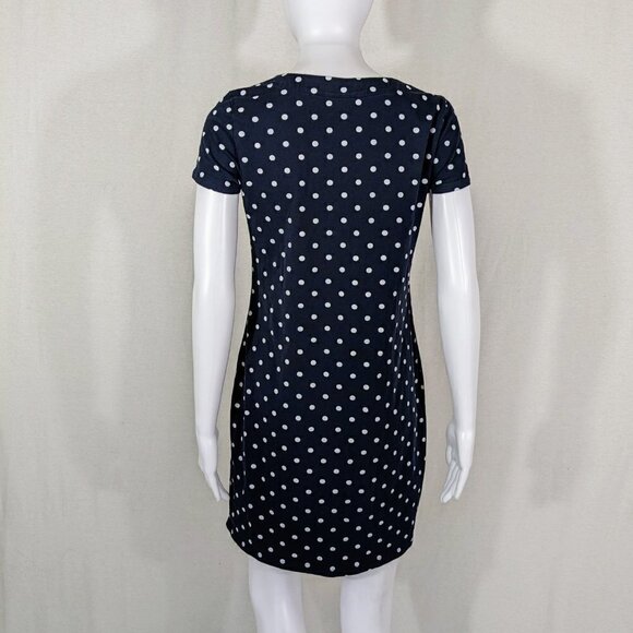 TOMMY HILFIGER Women's Navy with White Polka Dot Dress Size Small - Picture 2 of 5